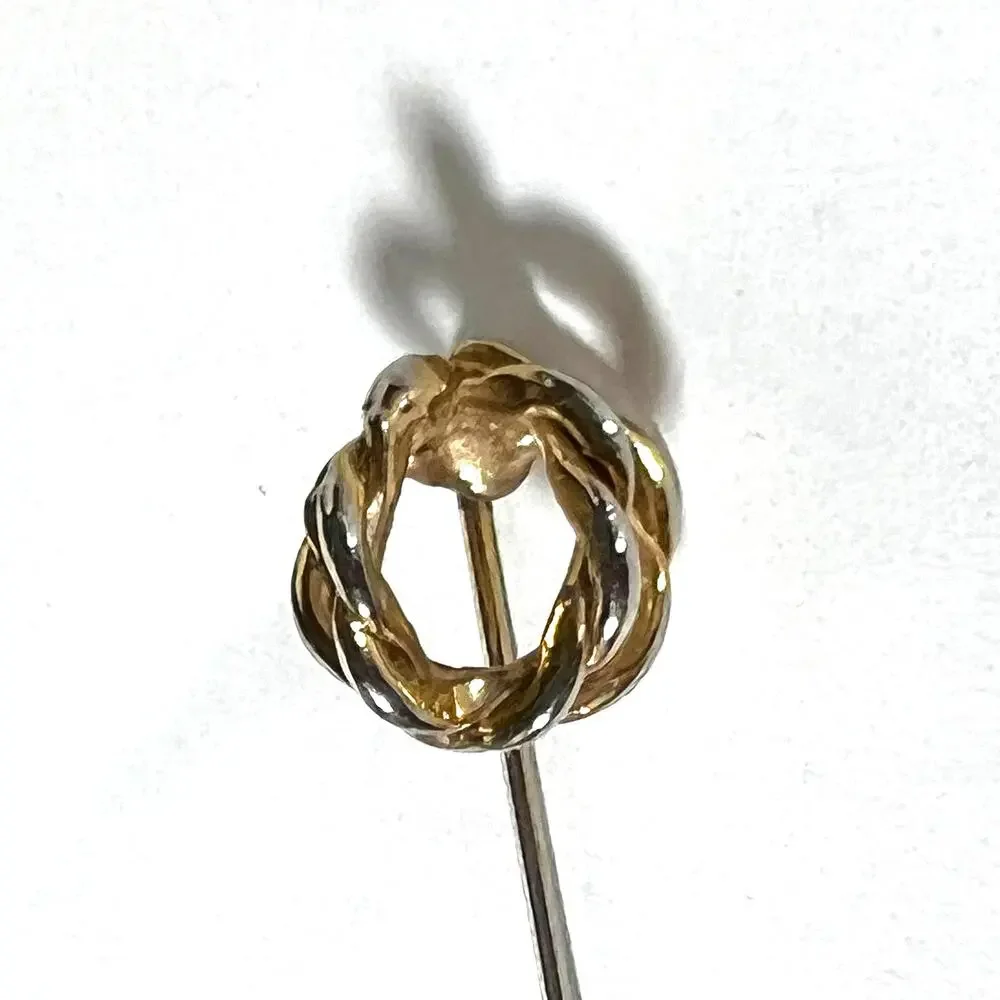 Knot Stick Pin, Gold tone, Classic Preppy Delicate for Hats Sweaters Blazers